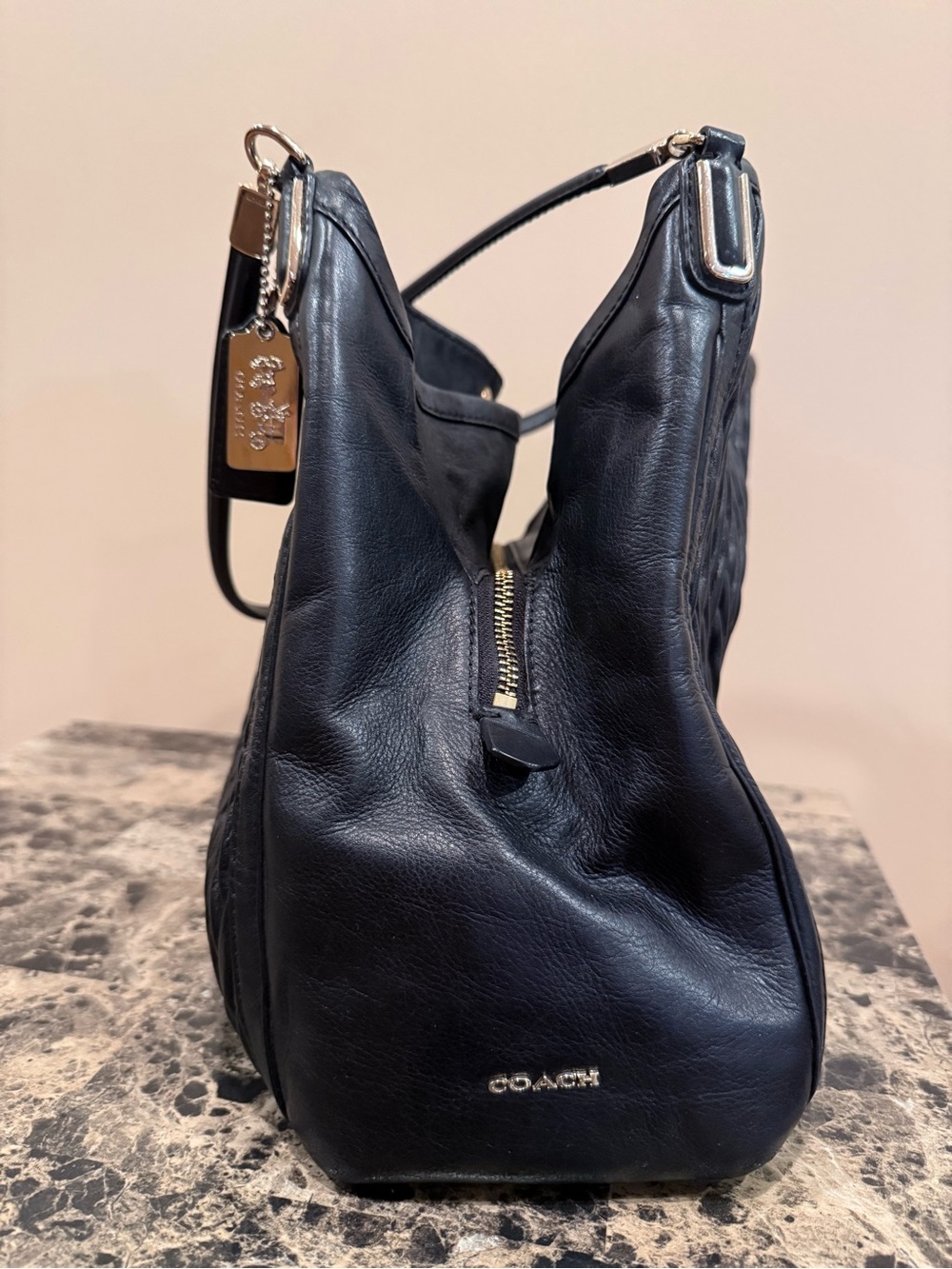 Coach Madison Phoebe Gathered Twist Leather Shoulder Bag - Black - Picture 15 of 16